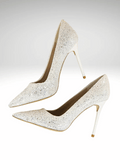 White Glitter Heeled Shoes