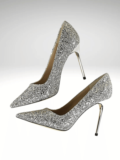 Silver Glitter Heeled Shoes