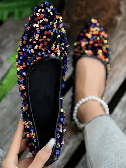 Rainbow Sequin Flats Shoes