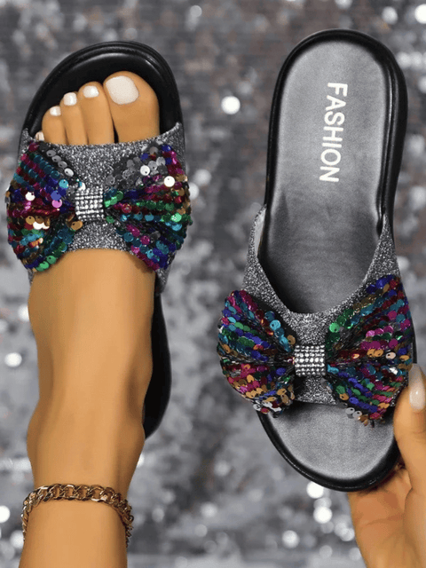 Sequin Sandal Bow