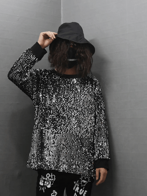 Mens Black Sequin Sweater