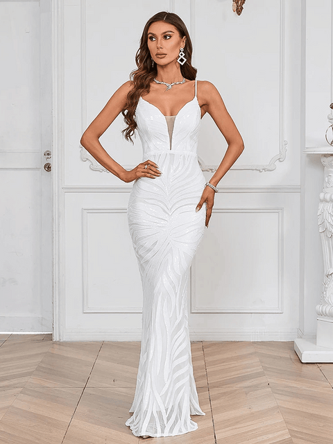 White Sequin Party Dress