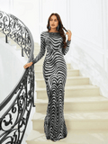 Black Silver Stripes Sequin Dress