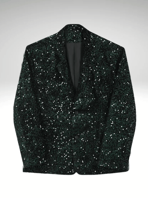 Mens Green Sequin Suit Jacket