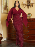 Plus Size Burgundy Sequin Dress