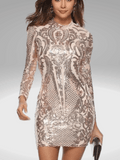 Short Silver Sequin Dress Long Sleeve