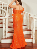 Plus Size Orange Sequin Dress