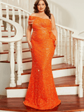 Plus Size Orange Sequin Dress