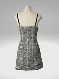 Short Silver Sequin Strapless Dress