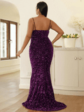 Plus Size Purple Sequin With Straps