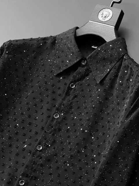 Men's Transparent Sequin Shirts Black