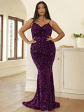 Plus Size Purple Sequin With Straps