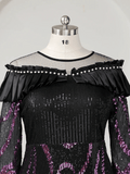 Purple Black Sequin Dress Plus Size