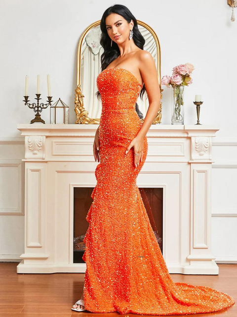 Orange Sequin Dress