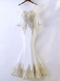 White Rhinestone Evening Dress