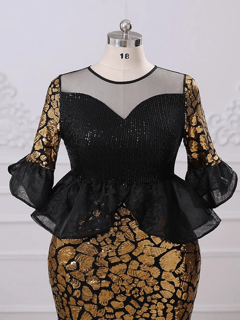 Gold Black Sequin Dress Plus Size