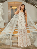 White Dress With Sequined Gold Flower