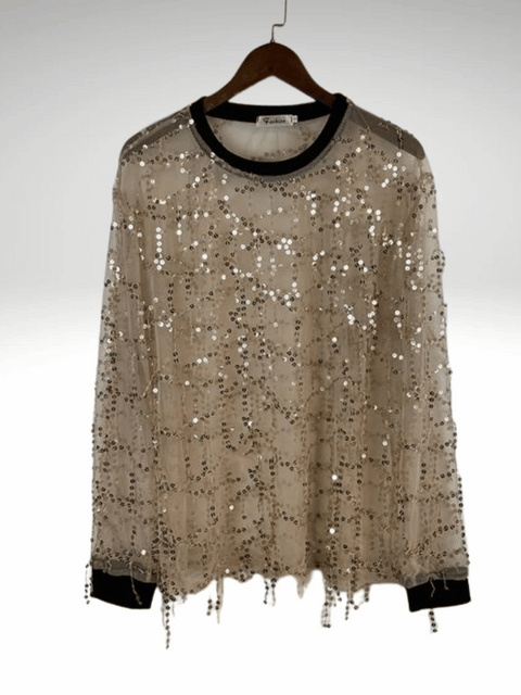 Black_Gold Men's Transparent Sequin Shirts