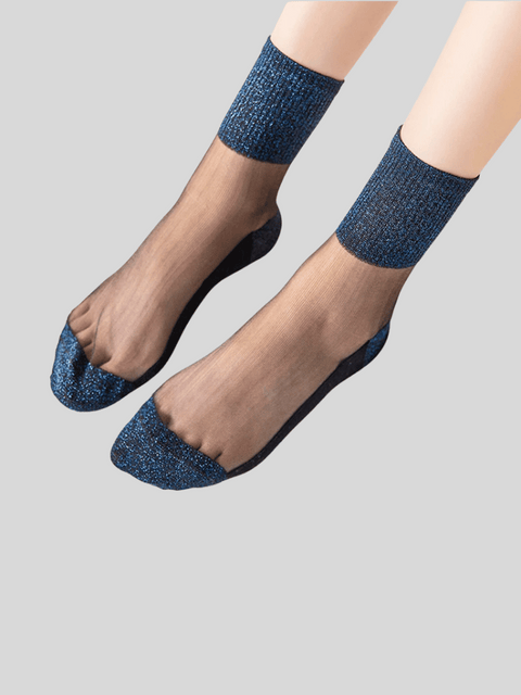 Women Sequin Socks Transparent Blue