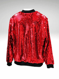 Red Women's Sequin Bomber Jacket