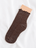 Short Sequin Socks Brown