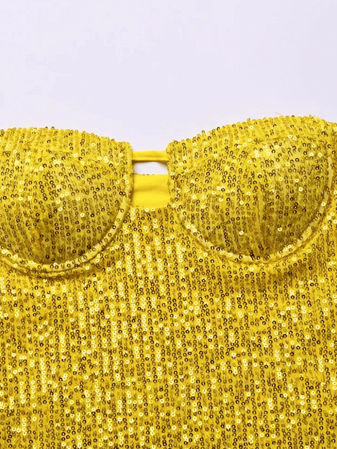 Yellow Sequin Dress Bustier