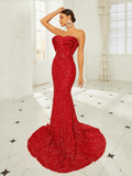 Red Sequin Prom Dress