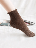 Short Sequin Socks Brown