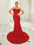 Red Sequin Prom Dress