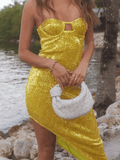 Yellow Sequin Dress Bustier