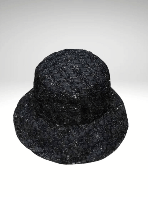 Black Sequin Bucket Hat With Fine Mesh