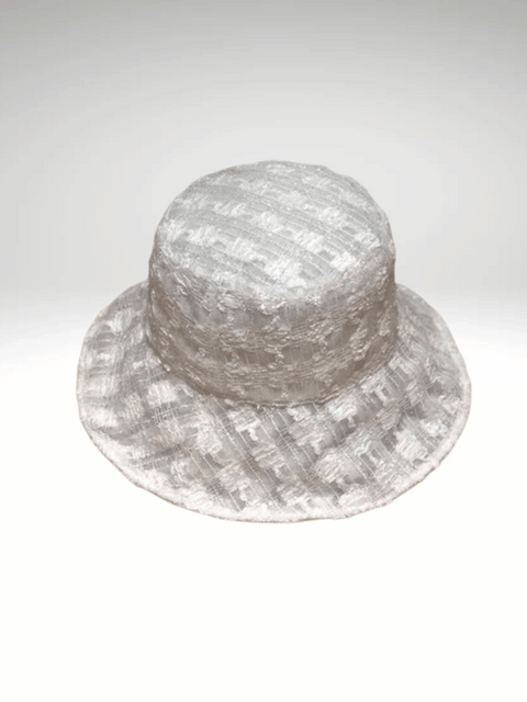 White Sequin Bucket Hat With Fine Mesh