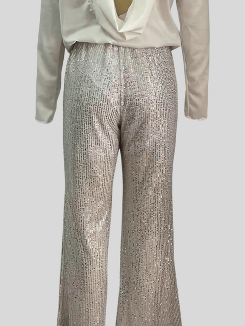 Pant Slim With Sequins Champagne