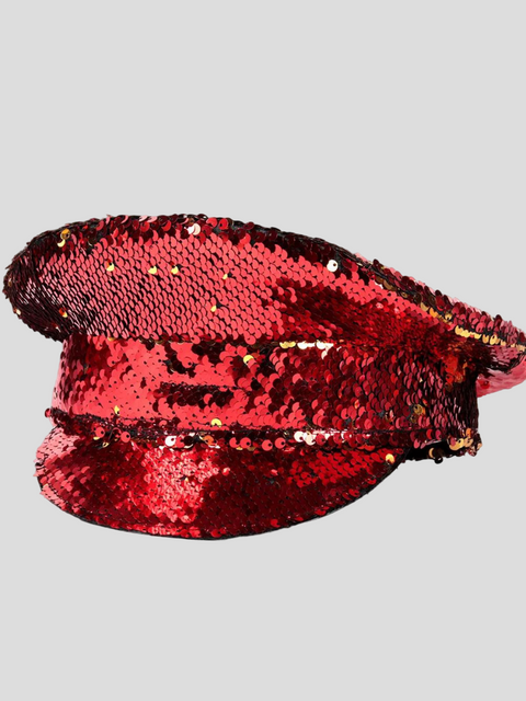 Sequin Captain Hat Women Red