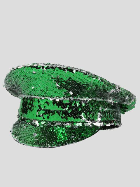 Sequin Captain Hat Women Green