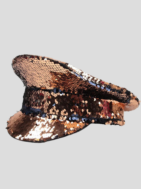 Sequin Captain Hat Women Brown