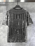 Silver Men's Stripe Sequin Shirt