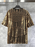 Gold Men's Stripe Sequin Shirt