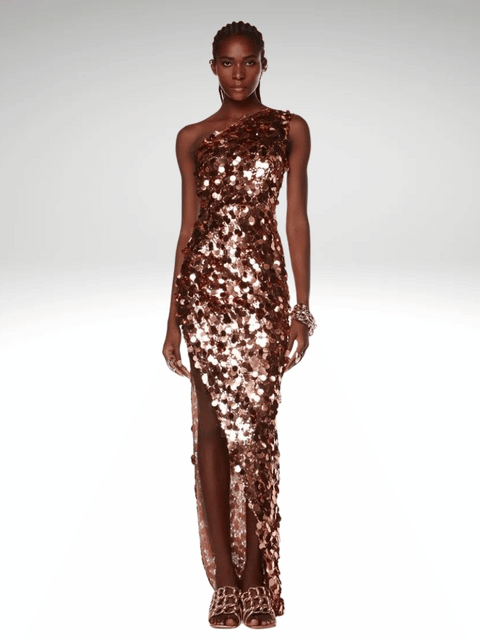 Rose Gold Sequin Prom Dress