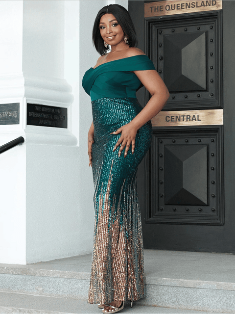 Emerald Green Glitter Dress Plus Size