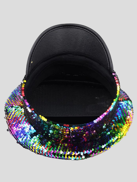 Rainbow Sequin Captain Hat