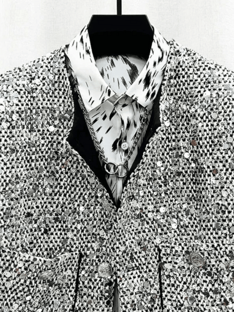 Mens Grey Sequin Jacket