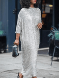 Silver Sequin Shirt Dress Oversized