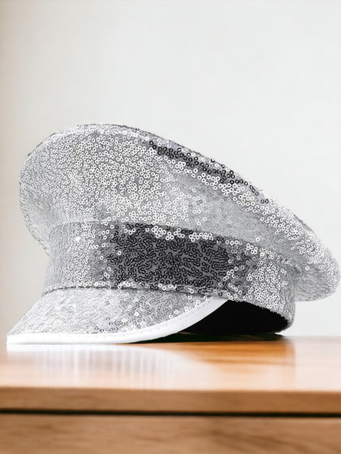 Sequin Captain Hat Silver