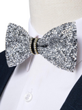 Sequin Bow Tie White