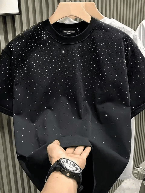 Black Shirt Rhinestone Men