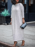 Silver Sequin Shirt Dress Oversized