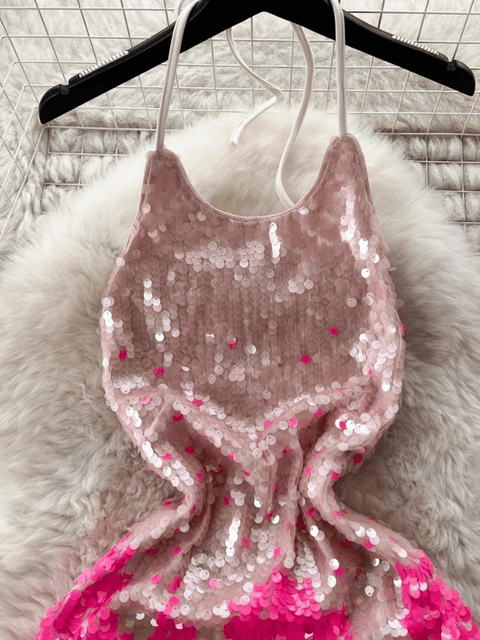 Gradient Pink Sequin Dress