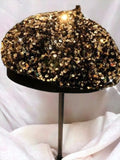 Sequin Beret Gold