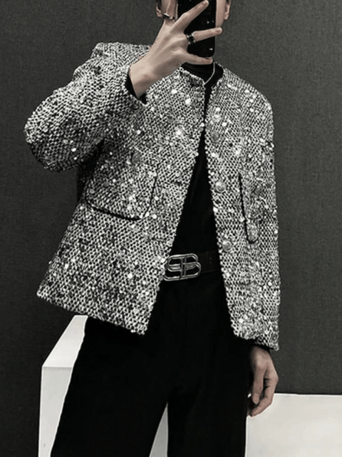 Mens Grey Sequin Jacket